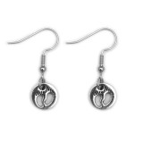 Maria King Baba lábnyom fülbevaló, választható arany vagy ezüst színű akasztóval