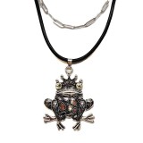 Maria King Békakirályfi medál dupla lánccal, bőr és rozsdamentes acél