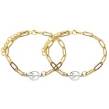 Maria King Békejel charmos rozsdamentes acél hosszú szemes páros karkötő, arany színű