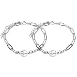 Maria King Békejel charmos rozsdamentes acél hosszú szemes páros karkötő, ezüst színű