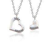 Maria King Best friends forever páros nyaklánc, sok kristállyal, szívben szív