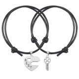 Maria King Best friends szív és kulcs páros karkötő, fekete