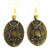 Maria King Bronz baglyos fülbevaló, választható arany vagy ezüst színű akasztóval