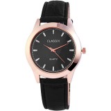 Maria King Classix férfi karóra fekete műbőr szíjjal