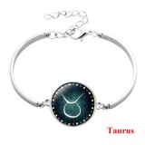Maria King Csillagjegy karkötő, szép zöld medállal, bika (Taurus)
