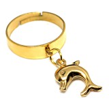Maria King Delfines charmos állítható méretű gyűrű, arany színű, választható szélességben