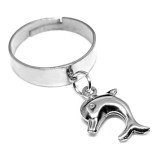Maria King Delfines charmos állítható méretű gyűrű, ezüst színű, választható szélességben