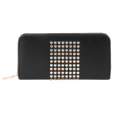 Maria King designbőr szegecses pénztárca, fekete