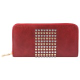 Maria King designbőr szegecses pénztárca, piros