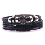 Maria King Dollárjeles többrétegű műbőr karkötő, 21 cm