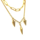 Maria King Dupla rozsdamentes acél nyaklánc arany színben, kúp szegecs charmokkal