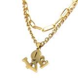 Maria King Dupla rozsdamentes acél nyaklánc arany színben, nemesacél LOVE medállal