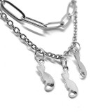 Maria King Dupla rozsdamentes acél nyaklánc ezüst színben, cicás medálokkal