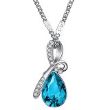 Maria King Esőcsepp formájú, kövekkel díszített medál nyaklánccal, kék kristállyal