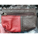 Maria King Excellanc valódi bőr érmetartó tárca, 12x8 cm - barna-piros