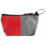 Maria King Excellanc valódi bőr érmetartó tárca, 12x8 cm - szürke-piros