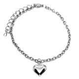Maria King Ezüst színű 3D Szív rozsdamentes acél karkötő