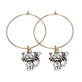 Maria King Ezüst színű Boldog cica díszes karika fülbevaló arany színű karikával