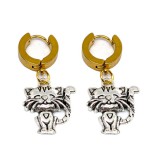 Maria King Ezüst színű Boldog Cica fülbevaló arany színű akasztóval