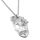Maria King Ezüst színű Cukor koponya (Dia de los Muertos - Halottak napja) medál nyaklánccal