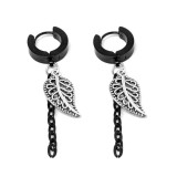 Maria King Ezüst színű falevél fülbevaló lánccal, fekete akasztóval