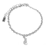 Maria King Ezüst színű karkötő nemesacél cicás charmmal