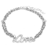 Maria King Ezüst színű kristályos Love feliratos kétsoros rozsdamentes acél karkötő