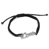 Maria King Ezüst színű kristályos Love feliratos makramé karkötő