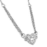 Maria King Ezüst színű kristályos Szív medál kétsoros lánccal