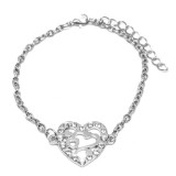 Maria King Ezüst színű kristályos Szív rozsdamentes acél karkötő