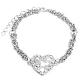 Maria King Ezüst színű kristályos Szív rozsdamentes acél karkötő, dupla láncos