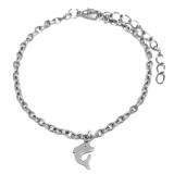 Maria King Ezüst színű nemesacél delfines rozsdamentes acél karkötő