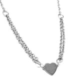 Maria King Ezüst színű nemesacél Szív medál kétsoros nyaklánccal