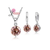 Maria King Ezüstözött cirkónium nyaklánc és fülbevaló szett, pezsgőszín