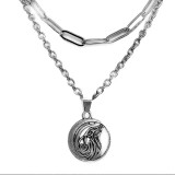 Maria King Farkasos medál dupla lánccal, ezüst színű