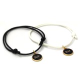 Maria King Fekete best friends forever (legjobb barátok örökké) charmos páros zsinórszövet karkötő, fekete-fehér