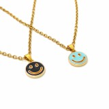 Maria King Fekete és kék smiley gyerek páros nyaklánc medállal, arany színű