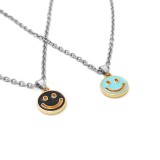 Maria King Fekete és kék smiley gyerek páros nyaklánc medállal, ezüst színű