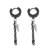 Maria King Fekete-ezüst nemesacél Villám láncos fülbevaló