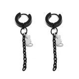 Maria King Fekete-ezüst színű nemesacél Cicás láncos fülbevaló