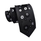 Maria King Fekete-fehér virág mintás keskeny nyakkendő