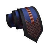 Maria King Fekete-kék-narancssárga mintás keskeny nyakkendő