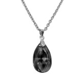 Maria King Fekete kristály csepp (2,2 cm) gyerek nyaklánc medállal