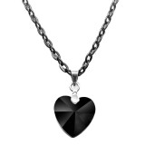Maria King Fekete kristály szív medál fekete lánccal