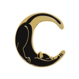 Maria King Fekete macskás kitűző, félhold