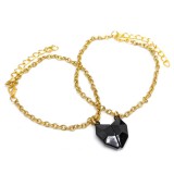 Maria King Fekete Mágneses Szív charmos arany színű páros karkötő