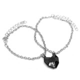 Maria King Fekete Mágneses Szív charmos ezüst színű páros karkötő