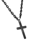 Maria King Fekete Nemesacél Kereszt medál fekete nyaklánccal