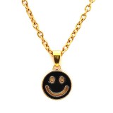 Maria King Fekete smiley gyerek nyaklánc medállal, arany színű