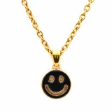 Maria King Fekete smiley gyerek nyaklánc medállal, arany színű